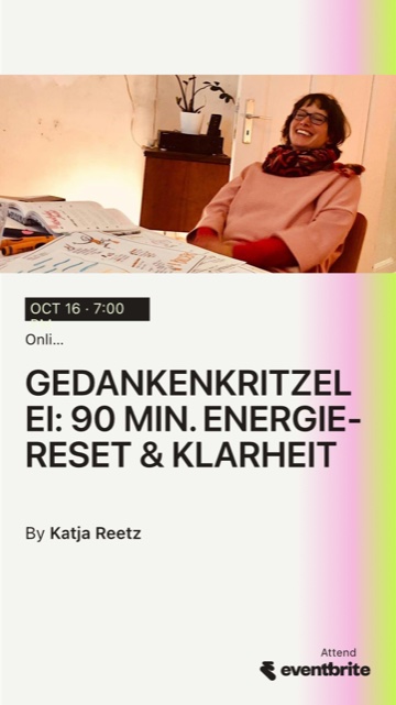 Eventbrite-Ankündigung zu der Veranstaltung #gedankenkritzelei am 16.Oktober 2026